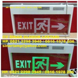 Emergency LED Exit Signs Transparan Kotak Putih